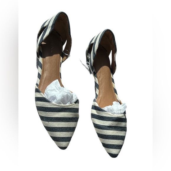 Merona Women's SZ 8 Flat Shoes D'Orsay Navy Blue/White Stripe Pointed Toe NWOT - Picture 1 of 7